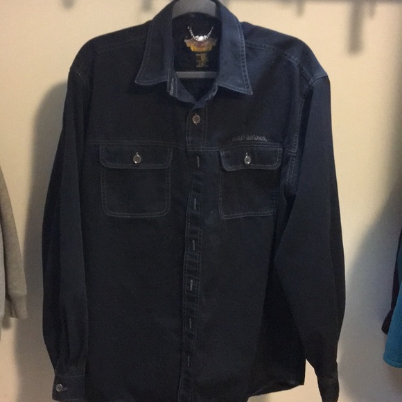 Harley Davidson light denim jacket Size L TALL - Picture 1 of 5